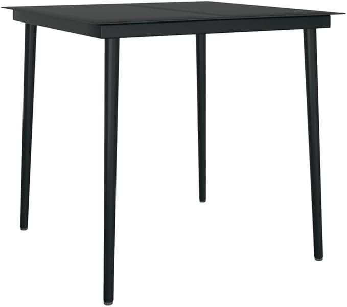 Square Outdoor Dining Table, 31.5 Inch Patio Metal Table with Glass Top - Photo 3