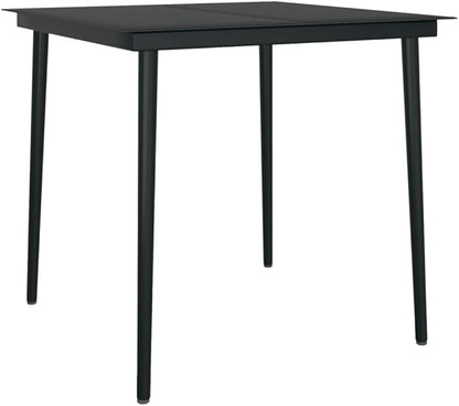 Square Outdoor Dining Table, 31.5 Inch Patio Metal Table with Glass Top, Modern Weather-Resistant Garden Bistro Table for 4, Black