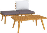 vidaXL 3 Piece Patio Lounge Set - Rustic Acacia Wood Outdoor Furniture with Cushions - Weather-Resistant - Photo 1