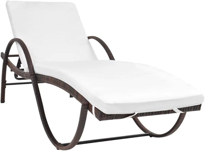 25x76in Adjustable PE Rattan Sun Lounger with Cushion - Photo 1