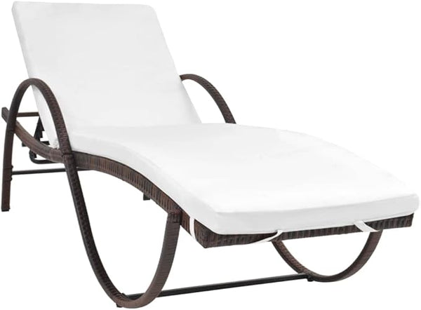 25x76in Adjustable PE Rattan Sun Lounger with Cushion - Photo 1