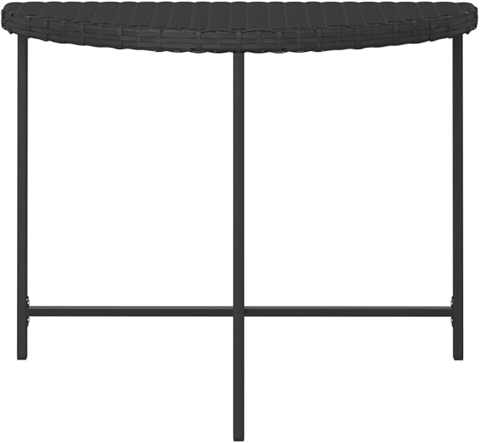 Black Poly Rattan Garden Table with Powder-Coated Steel Frame 39.4x19.7 Inches - Photo 5