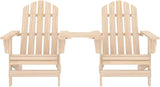 Solid Fir Wood Adirondack Chair with Tea Table Outdoor Patio Furniture Comfortable Lounge Seating for Garden Backyard - Photo 3