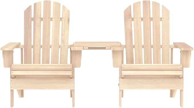 Solid Fir Wood Adirondack Chair Set with Table for Two, Ergonomic Outdoor Seating, Weather-Resistant Garden Furniture - Photo 3