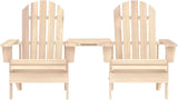 Solid Fir Wood Adirondack Chair Set with Table for Two, Ergonomic Outdoor Seating, Weather-Resistant Garden Furniture - Photo 3