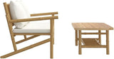 Outdoor Combination Sofa Terrace Furniture Set Garden Lounge Set Bamboo with Cream White Cushions - Photo 4