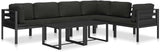 Anthracite Modular Outdoor Sofa 27.6 x 29.5 x 25.4 in Single Patio Couch Powder-Coated Aluminum Frame Removable - Photo 6