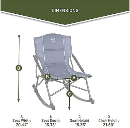 Timber Ridge Folding Rocking Camping Chair - Portable Outdoor Rocker Chair with Carry Bag - Supports 250 lbs
