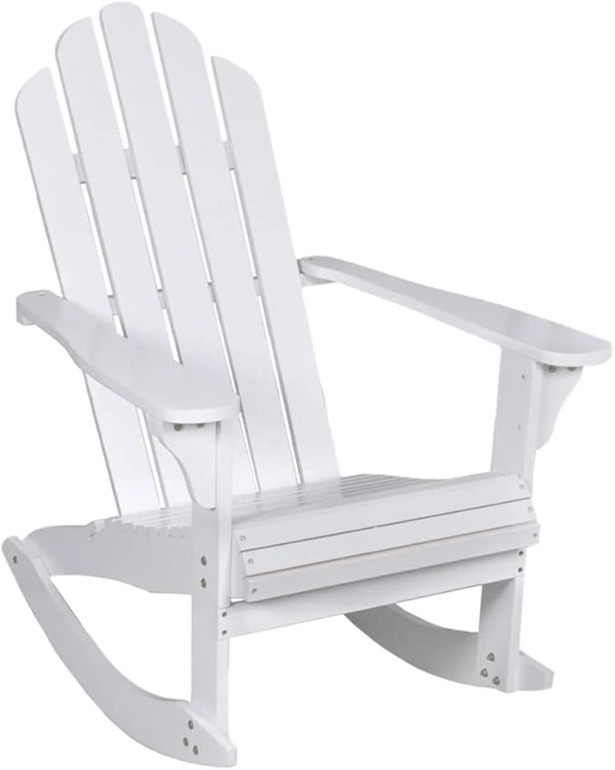 Patio Rocking Chair,Wooden Outdoor Chair,with Backrest and Armrest,Outdoor Furniture,for Indoor and Outdoor,Patio,Garden,Backyard,Porch Seat,Wood White