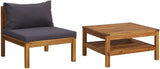 Dark Grey Solid Acacia Wood Outdoor Sectional Sofa Set with Polyester Medium Cushions - Photo 2