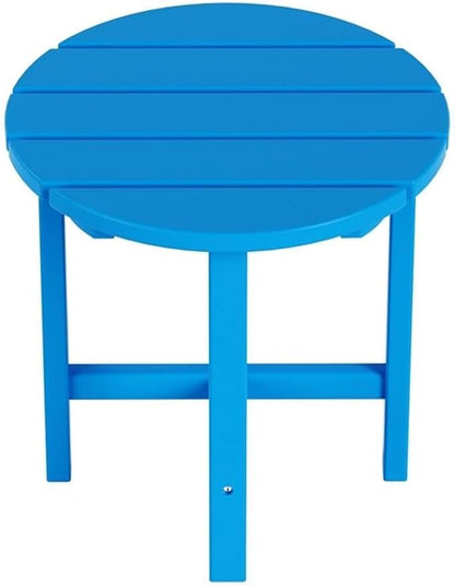 Costaelm Round Outdoor Side Tables, Adirondack Patio Tables for Outside, HDPE Patio End Table Weather Resistant, Balcony Table for Pool, Seaside, Backyard, Porch, Indoor Companion, Pacific Blue