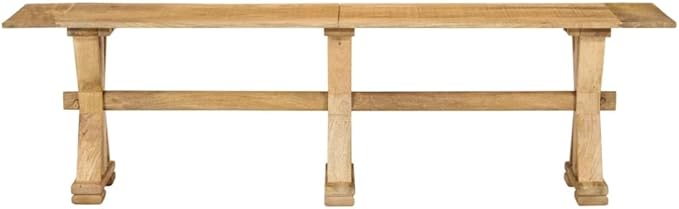 Solid Mango Wood Outdoor Bench, Large Durable Garden Bench for Patio, Natural Wood Finish, Weather-Resistant Hardwood, Seats Three People Comfortably, 63.0 Inches Long, Easy