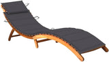 Patio Sun Lounger with Cushion, Solid Acacia Wood Outdoor Chaise Lounge for Poolside, Backyard - Photo 1
