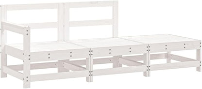 3-Piece White Pine Outdoor Sectional Sofa Modular Lounge Set 26"x24"x28" Rustic Finish for Patio Balcony Garden