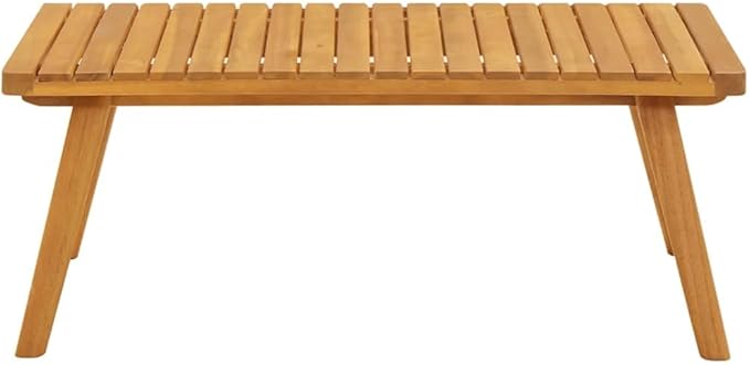 Garden Coffee Table Golden Brown Solid Acacia Wood Outdoor Furniture with Slatted Top Durable Construction for Patio - Photo 5