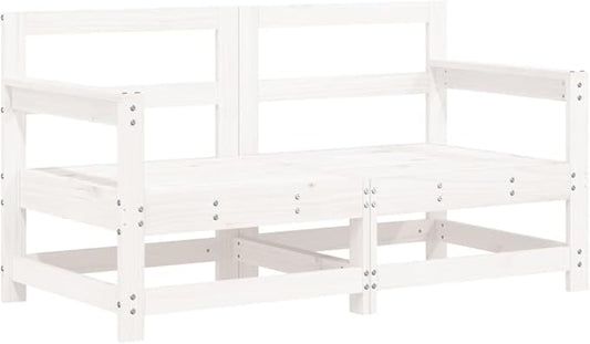 White 2-Piece Outdoor Corner Sofa Set 26x24x28 in Solid Pine Wood Modular Patio Couch for Garden Balcony Terrace Seating