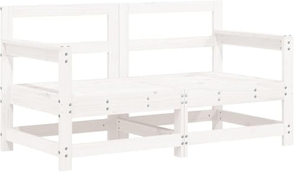 2-Piece Garden Corner Sofa Set, Solid Pine Wood Modular Outdoor Patio Furniture, Rustic White Wooden Seating for Balcony, Terrace, and Backyard, 2-Person Conversation Set