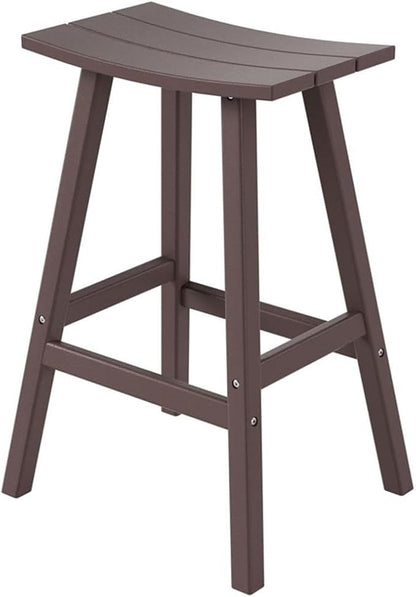 Costaelm All-Weather Outdoor Bar Stools, 29" Height Patio Stools & Bar Chairs, Adirondack Poly Patio Bar Stool for Patio, Deck, Kitchen Counter and Garden, Dark Brown