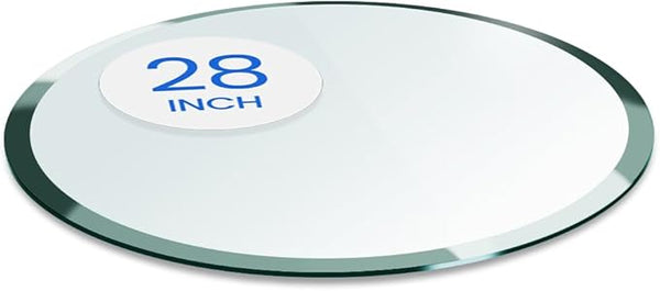 Dulles Glass 28 inch Round Glass Table Top - Tempered - 1/2" Thick Glass Surface, Safe Beveled Edge - Photo 1