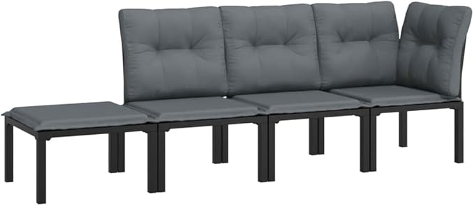 Black-G Modular Patio Sectional 21.7" x 21.7" x 13.6" UV-Resistant Poly Rattan Corner Chair for Balcony, Garden, Deck, and Small Backyard Spaces