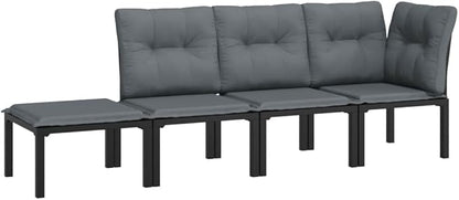 Black-G Modular Patio Sectional 21.7" x 21.7" x 13.6" UV-Resistant Poly Rattan Corner Chair for Balcony, Garden, Deck, and Small Backyard Spaces