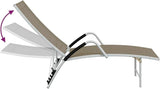 Taupe Textilene Adjustable Outdoor Chaise Lounge, 76" Aluminum Frame Sun Recliner for Garden, Poolside & Patio - Photo 7