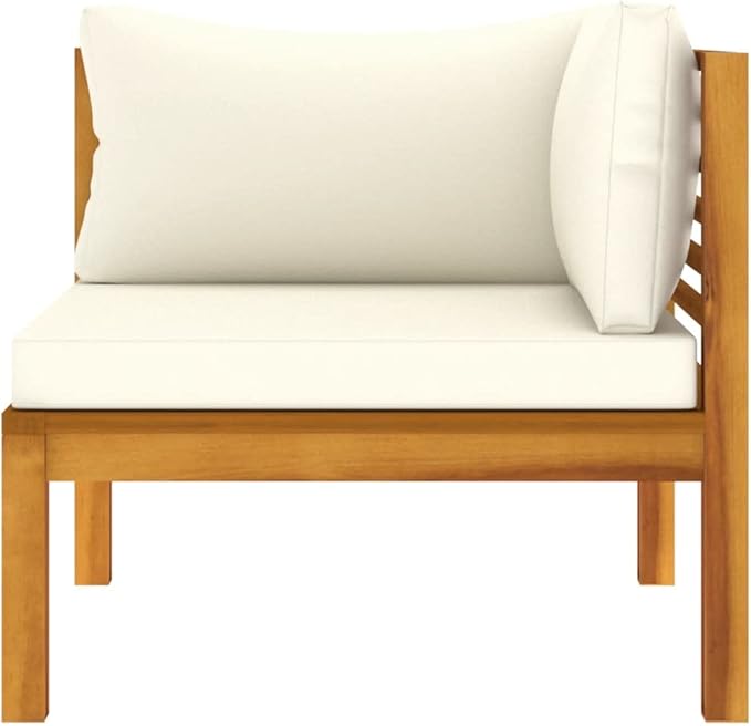 vidaXL Corner Sofa Cream White Solid Acacia Wood, 100% Polyester Sturdy