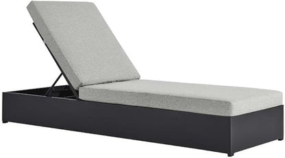 Modway Tahoe Aluminum Outdoor Chaise Lounge Gray with Weather-Resistant Cushions, Perfect Patio Sunbed or Recliner Chair for Pool Furniture