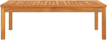 Solid Acacia Wood Coffee Table 39.4"x19.7"x13" Weather-Resistant Outdoor Patio Furniture for Garden Deck Poolside with Slatted Tabletop