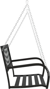 Garden Bench Deck Bench Patio Swing Bench 49.2" Steel and Plastic Black - Photo 4
