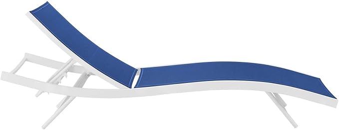 Modway Glimpse Outdoor Patio Mesh Chaise Lounge Set of 2 in White Navy