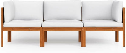 3-Seater Acacia Wood Garden Sofa with Weather-Resistant Cushions, Rustic Outdoor Patio Furniture for Lounging and Entertaining, Removable Zip Covers for Easy