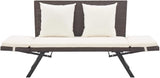 Garden Bench Deck Bench Patio Bench with Cushions 69.3" Brown Poly Rattan - Photo 6