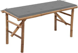 Folding Patio Bench with Cushion 46.5" Bamboo Porch Bench Outdoor Bench Deck Bench Garden Bench for patios, Gardens - Photo 3