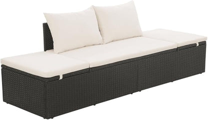 Patio Bed,Pool Lounge Chairs,Outdoor Chaise Lounge,Patio Lounge Chair,Outdoor Furniture,Outdoor Garden Chair,for Pool Side,Balcony,Beach,Yard, Black 76.8"x23.6" Poly Rattan