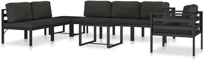 Outdoor Coffee Table 23.6 inch Square Aluminum Side Table in Anthracite, Lightweight Modular Accent for Small Patio, Balcony, Garden, Living Room and Camping
