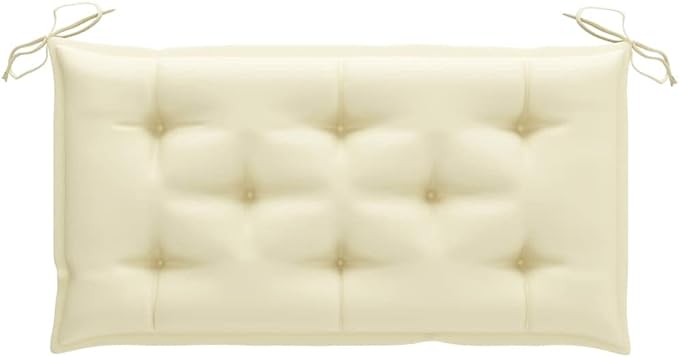 Outdoor Patio Bench,Outside Garden Park Bench Furniture,Durable,Wooden,Outdoor Seating for Yard, Porch, Deck, Entryway or Backyard,Garden Bench with Cream White Cushion 44.1" Solid Teak Wood