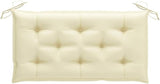 Teak Wood Garden Bench with Removable Cushion, Cream White Outdoor Seating for Patio - Photo 6