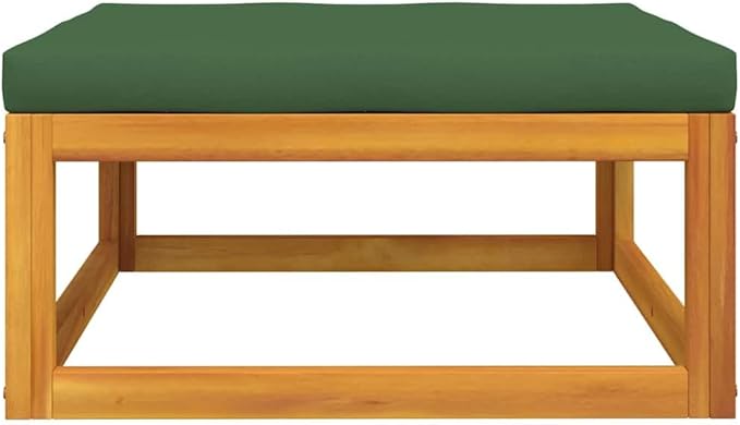 Green Outdoor Patio Footrest, Solid Acacia Wood, Modular Design, Comfortable Garden Seating, Balcony & Backyard