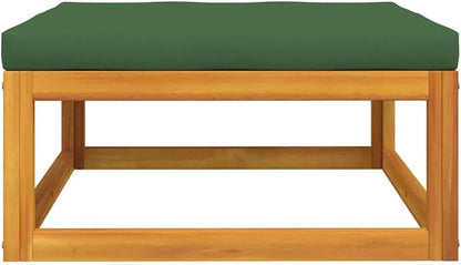 Green Outdoor Patio Footrest, Solid Acacia Wood, Modular Design, Comfortable Garden Seating, Balcony & Backyard