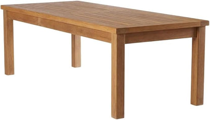 Brown Teak Wood Outdoor Coffee Table, Durable Weather-Resistant Teak, 59W X 23.5D X 17.5H Inches, Patio and Garden Decor