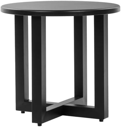 46" Outdoor Round Side Table, Black Metal Patio Coffee Table, All-Weather Garden Bistro Table for Poolside, Balcony & Deck, Round Side Table Outdoor Patio Furniture Metal Coffee Table Garden Bistro