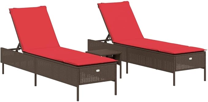 2-Piece Outdoor Sun Lounger Set with Adjustable Backrest, All-Weather Poly Rattan Patio Chaise Lounge Chairs for Garden - Photo 2