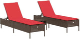 2-Piece Outdoor Sun Lounger Set with Adjustable Backrest, All-Weather Poly Rattan Patio Chaise Lounge Chairs for Garden - Photo 2