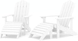 White HDPE Steel Standard Adirondack Chair Set with Footstools for Outdoor Patio Garden Relaxation Comfortable Durable - Photo 3
