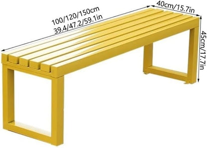 Outdoor Bench Without Backrest, Metal Garden Bench with Reserved Fixing Holes, Patio Bench Weatherproof, Bench for Garden, Porch or Park(Orange,100cm/39.4in)
