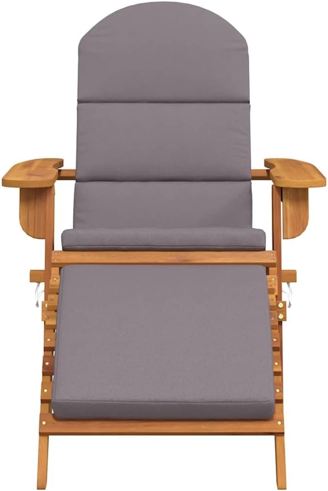 Adirondack Garden Chair with Footrest and Cushions, Foldable Outdoor Patio Lounge Seat, Solid Acacia Wood - Photo 4