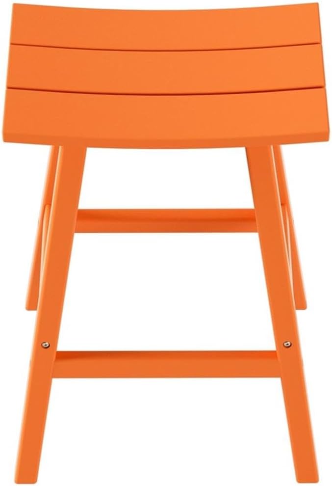 Costaelm All-Weather Bar Stools Set of 2, 29" Height Outdoor Bar Stools, Adirondack Poly Patio Bar Stool for Patio, Deck, Kitchen Counter and Garden, Orange