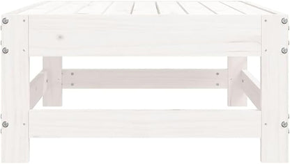 Outdoor Garden Footstool Square Patio Ottoman Solid Pine Wood Modular Coffee Table for Backyard Terrace White