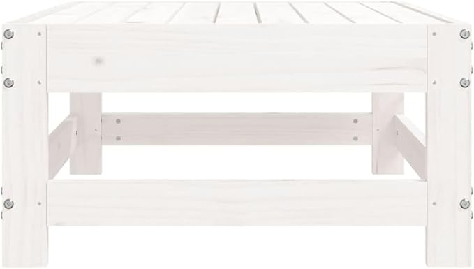 White Outdoor Ottoman 24.4 x 24.4 x 12.6 in Solid Pine Wood Weather-Resistant Patio Stool Doubles as Coffee Table for - Photo 4